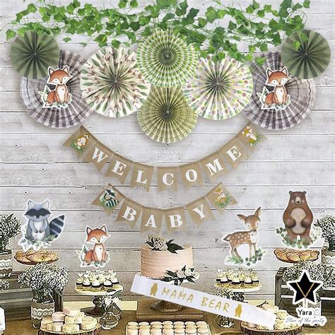 Amazon.com: YARA Woodland Baby Shower Decorations Animals Theme For Boy ...