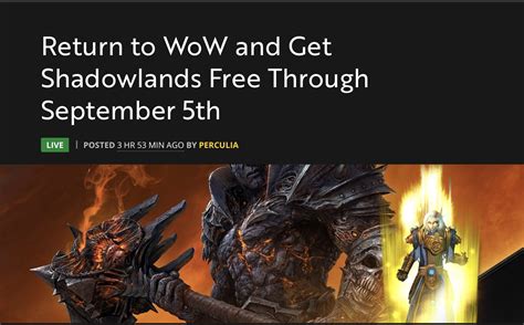 Wow Shadowlands Free For Returning Players Till Sept 5th 2022 The