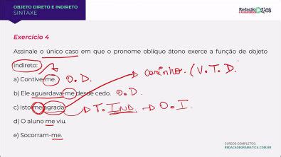 OBJETO DIRETO E INDIRETO RESOLUÇÃO DE EXERCÍCIOS COMENTADA ANÁLISE