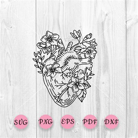 Hearts Svg Anatomical Heart With Flowers Svg Floral Heart Svg Heart