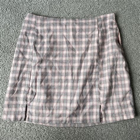 Factories Pink Plaid Mini Skirt Worn But No Depop