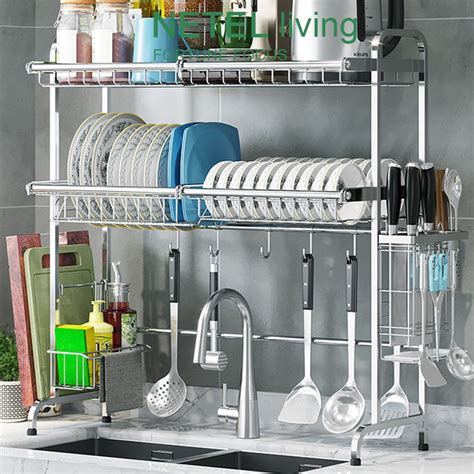 In Stock Netel Kitchen Rack Dish Drying Rack Rak Dapur Dish Rack