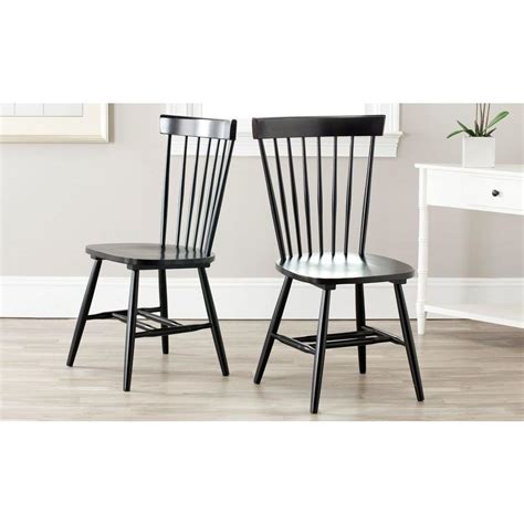 Safavieh Riley Black Wood Dining Chair Set Of 2 AMH8500B SET2 The