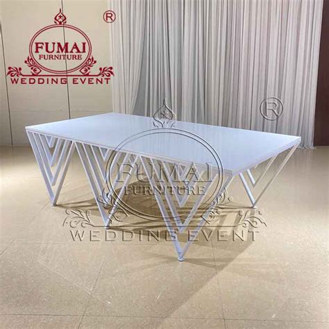 White Restaurant Tables With Rectangle MDF Top - Fumai