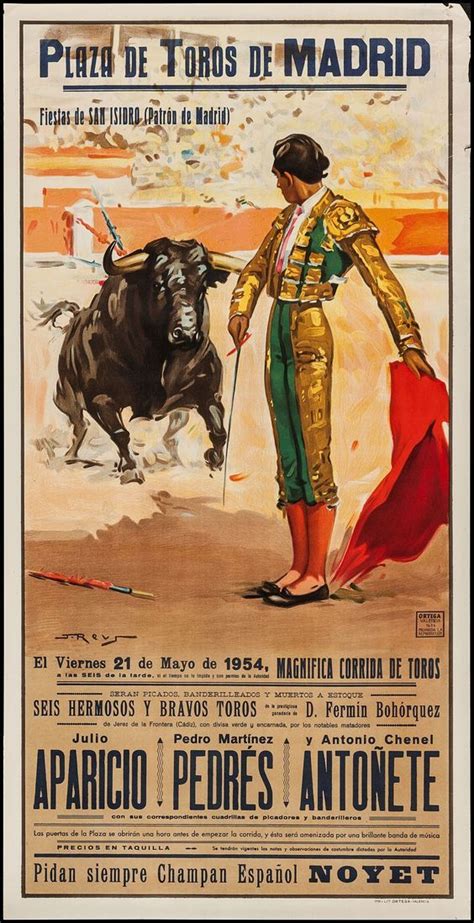 Madrid Plaza De Toros 1954 Bull Fight Bull Painting Poster