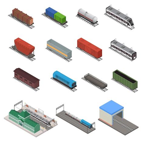 Premium Vector Different Types Train 3d Icons Set Isometric View Vector