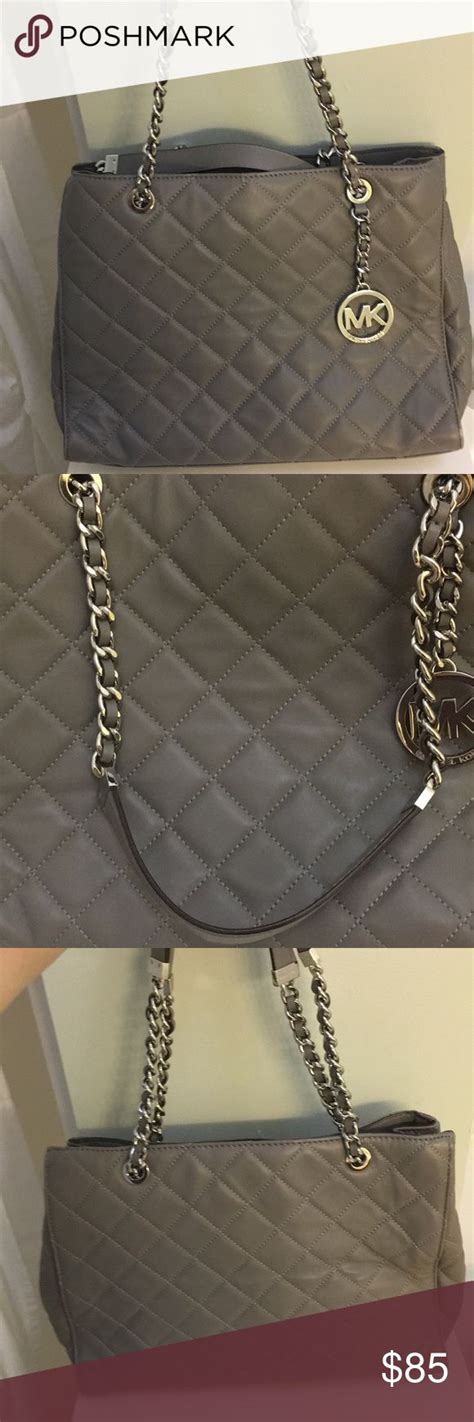 Gray Quilted Leather Michael Kors Purse Purses Michael Kors Quilted Leather Michael Kors