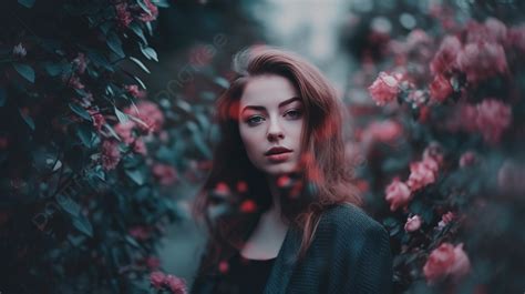 Girl With Long Red Hair In Flower Background How To Make Blurry Aesthetic Picture Background