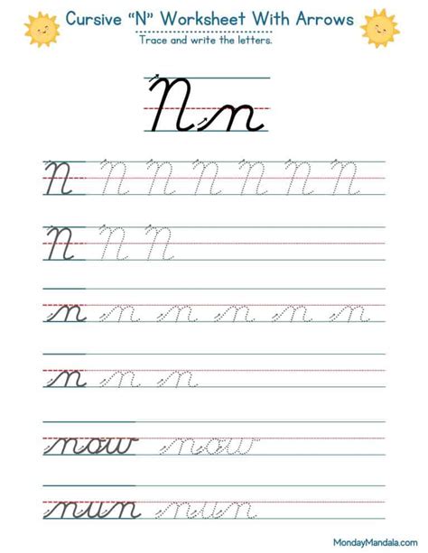 10 Cursive N Worksheets Free Letter Writing Printables