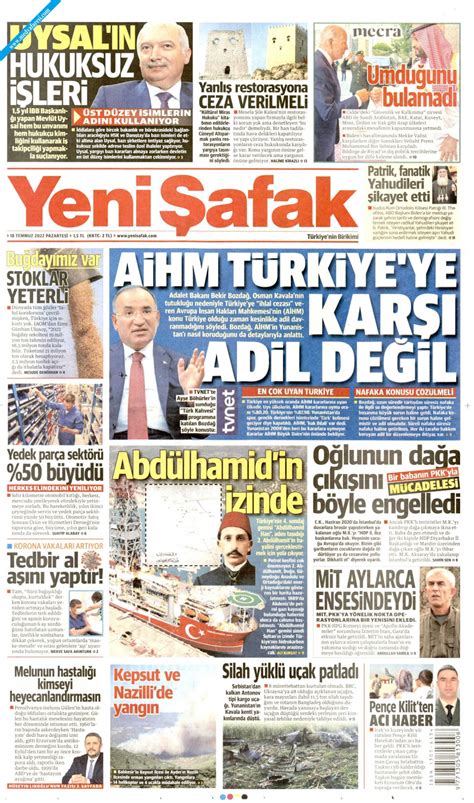 Yeni Afak Gazetesi Temmuz Pazartesi