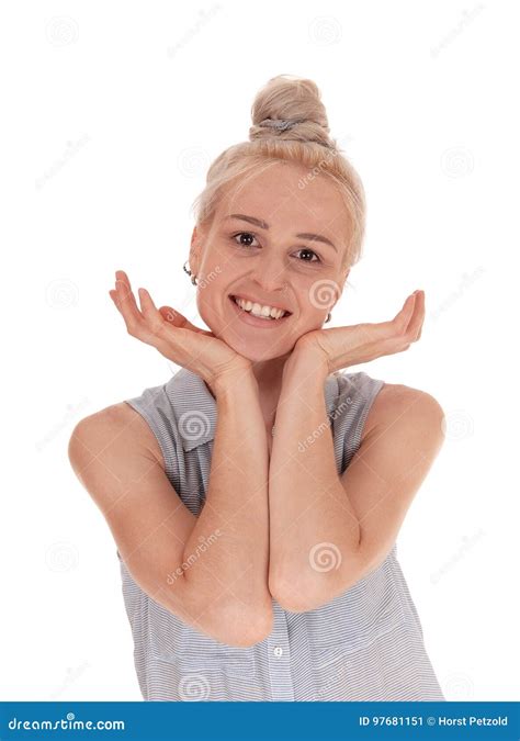 Schöne Blonde Frau Im Porträt Stockbild Bild von erregt gesicht
