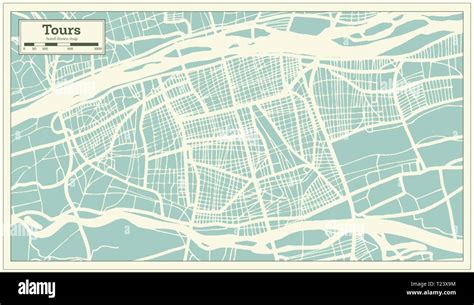 Tours France City Map In Retro Style Outline Map Vector Illustration