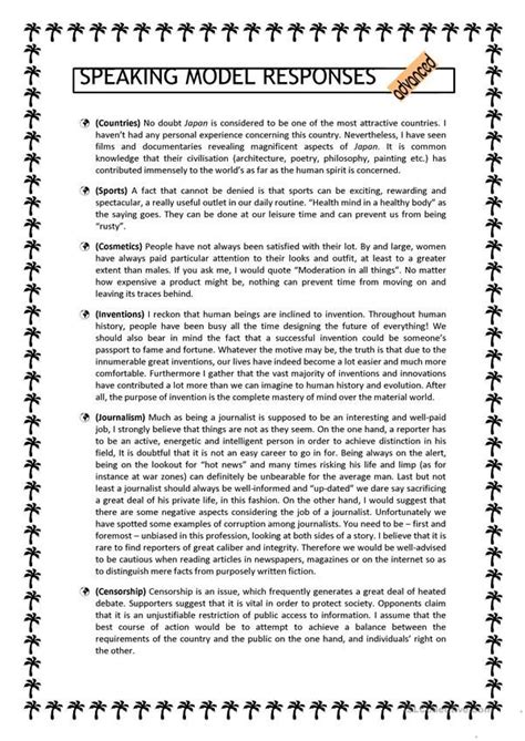 Speaking Model Responses C C Levels Artofit