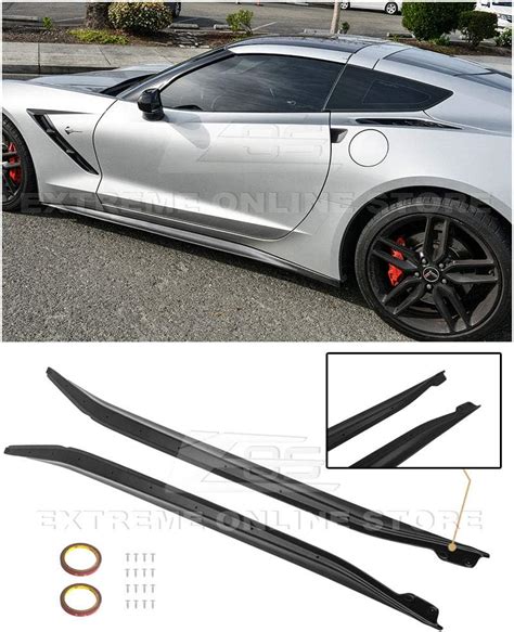 For 14 Up Corvette C7 Z06 Style CARBON FLASH METALLIC Side Skirts