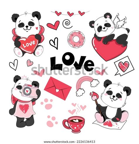 Draw Cute Panda Set Kawaii Style Stock Vector (Royalty Free) 2226136413 | Shutterstock