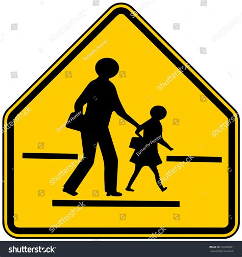 School Zone Children Crossing Sign Isolated 库存矢量图免版税220086811