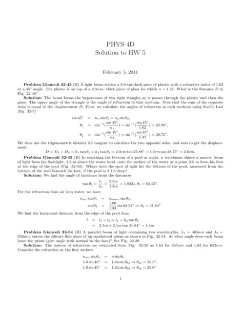 PHYS 4D Solution To HW 5 UCSD Department Of Physics