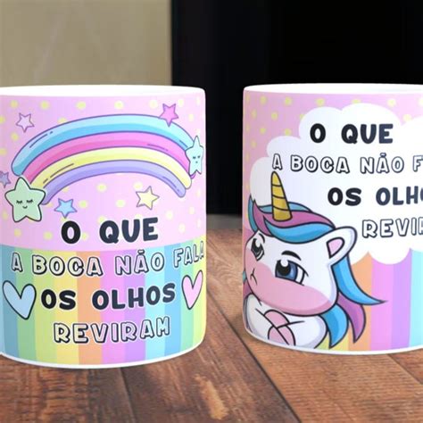 Caneca Unicórnio Malcriado os Olhos Reviram Elo7