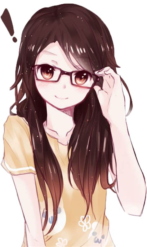 Brunette Anime Girl Glasses Png Download Clipart Large Size Png Image Pikpng