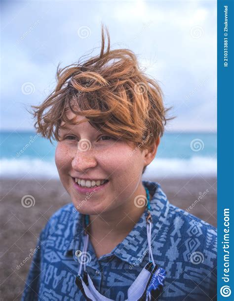 Portrait Of A Red Haired Girl With Freckles Stock Image Image Of