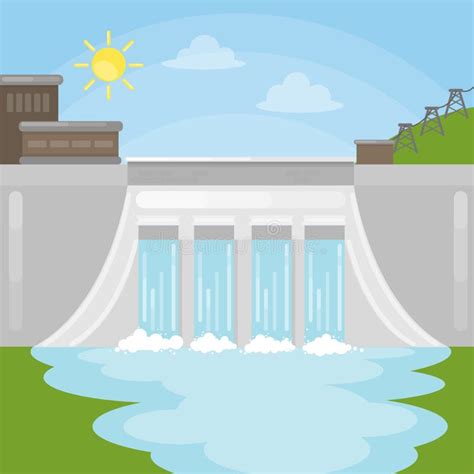 Hydropower Dam Illustration. Stock Vector - Illustration of ...