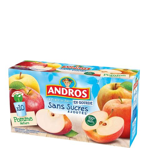 ANDROS Andros compote pomme nature sans sucre ajouté gourde 10x90g pas