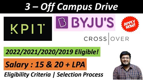 Kpit Crossover Hiring Byju S Off Campus Drive