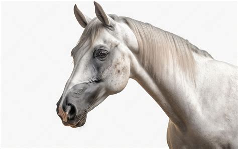 Un Caballo Blanco De Primer Plano Aislado En Un Fondo Blanco Ganado