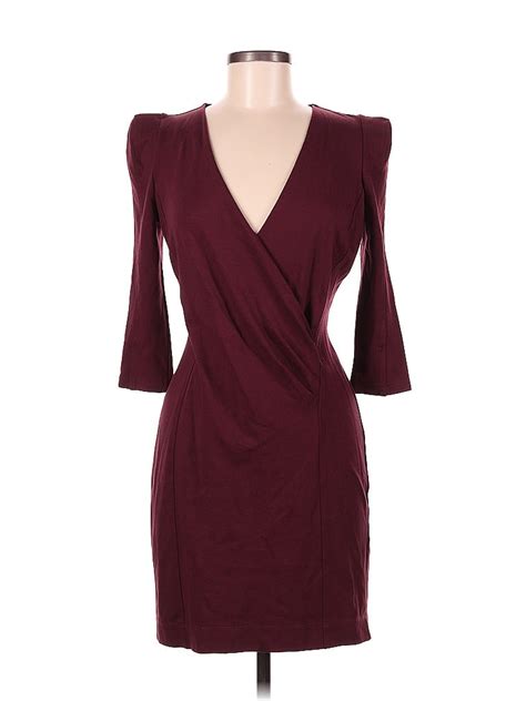 French Connection Solid Maroon Burgundy Casual Dress Size 8 76 Off