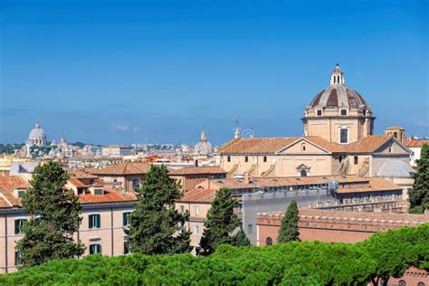 Rome skyline. stock image. Image of cathedral, aerial - 143700063