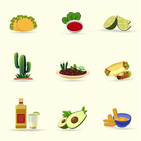 Premium Vector Mexican Food Illustration Clip Art Set Mexican