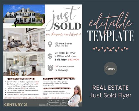 Just Sold Canva Flyer Template Real Estate Flyer Template Real