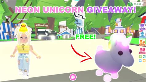 Adopt Me│neon Unicorn Giveaway Youtube