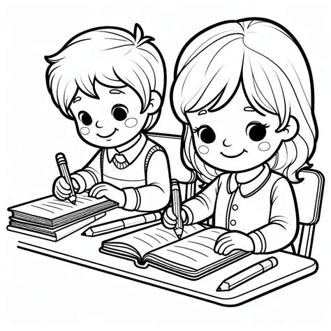 Desenhos De Crian As Estudando Para Colorir Pintar E Imprimir