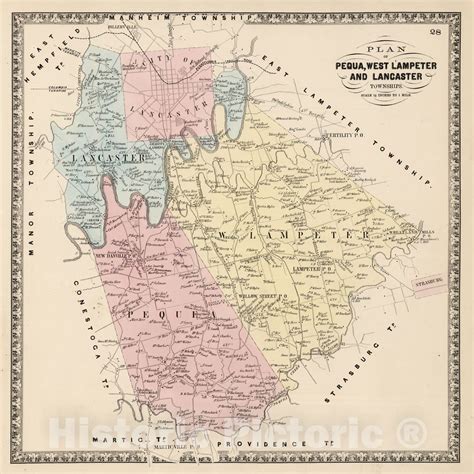 Historic Map 1864 Pequa West Lampeter And Lancaster Townships