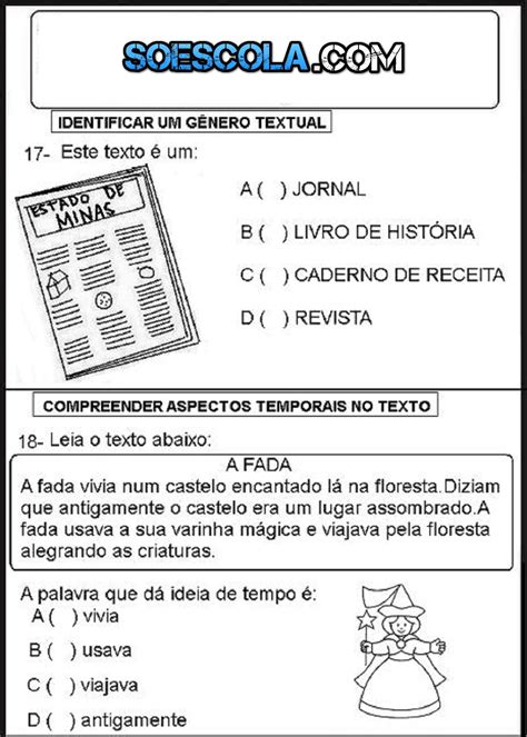 Prova De Hist Ria Ano Fundamental Para Imprimir Braincp