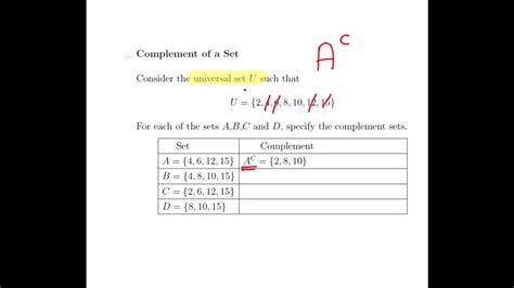 Set Theory Complement Youtube