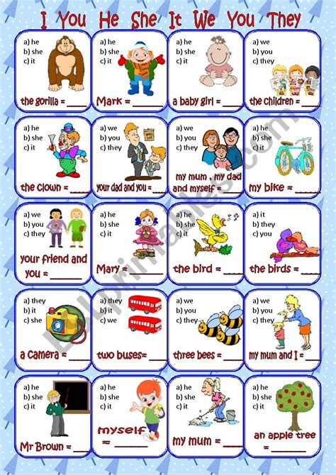 Personal Pronouns Worksheets