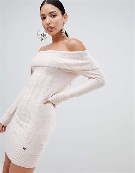 Lipsy Cable Knit Bardot Sweater Dress Latest Fashion Clothes Fashion