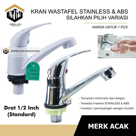 Kran Wastafel Soligen W15 Tanam Keran Air PVC Chrome Angkat Washtafel