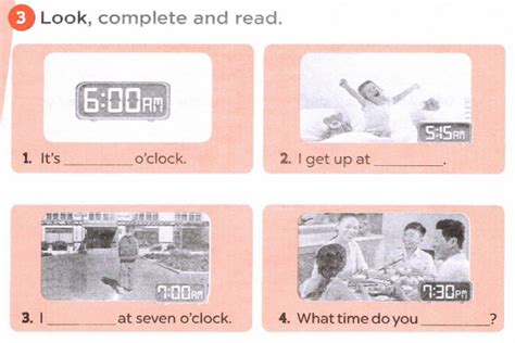 Lời giải Sách bài tập tiếng Anh lớp 4 Unit 2 Time and daily routines