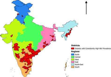 Map Of India Showing Districts With Consistently High Hiv Prevalence R India