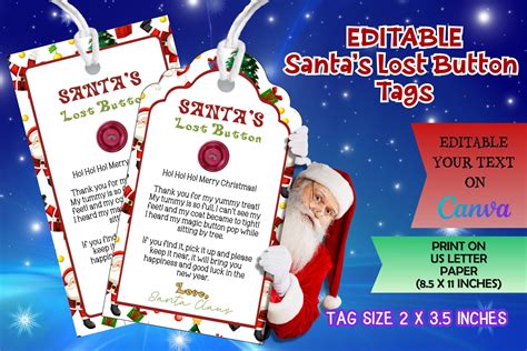 Editable Santa S Lost Button Tags Graphic By Adalin Digital Creative