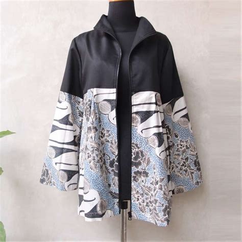 Jual Zarming Outer Jaket Katun Batik Tulis Pewarnaan Alam Parang Bunga