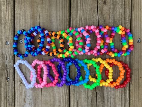 Custom Colorful Pony Bead Bracelets Stretchy Elastic Etsy