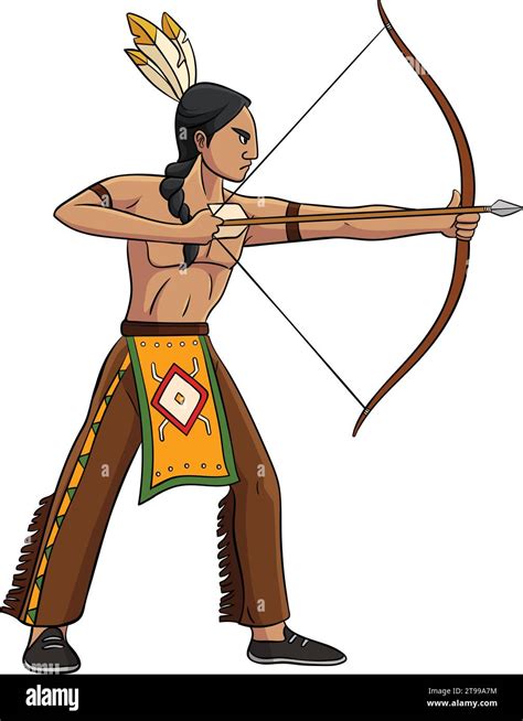 Native American Indian with Bow and Arrow Clipart Stock Vector Image ...