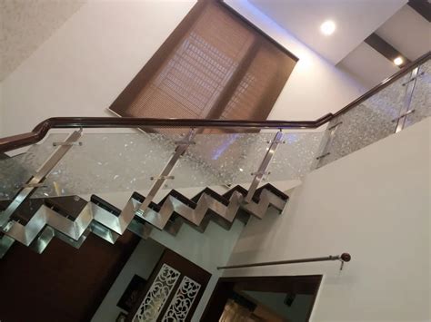 Stairs Stainless Steel Toughened Glass Staircase Railing For Home