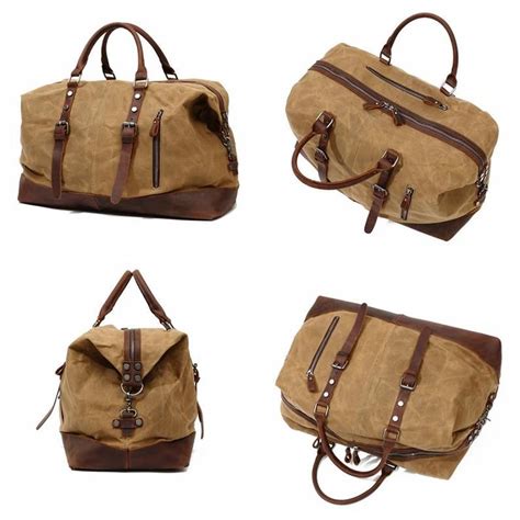 Personalized Duffel Bag Wax Canvas Holdall Vintage Luggage Bag