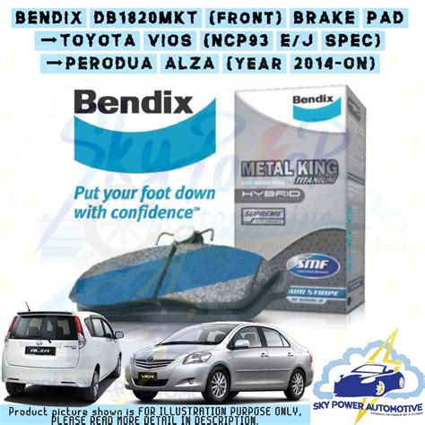 Perodua Alza On Toyota Vios Ncp E J Spec Front Brake Pad Db