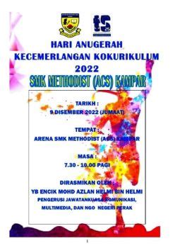 BUKU PROGRAM HARI ANUGERAH KECEMERLANGAN KOKURIKULUM 2022